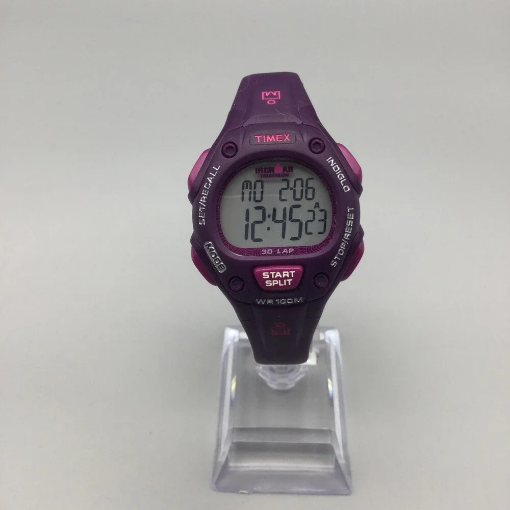 Timex Ironman Triathlon Womens Watch 34mm Digital Purple Indiglo New Battery